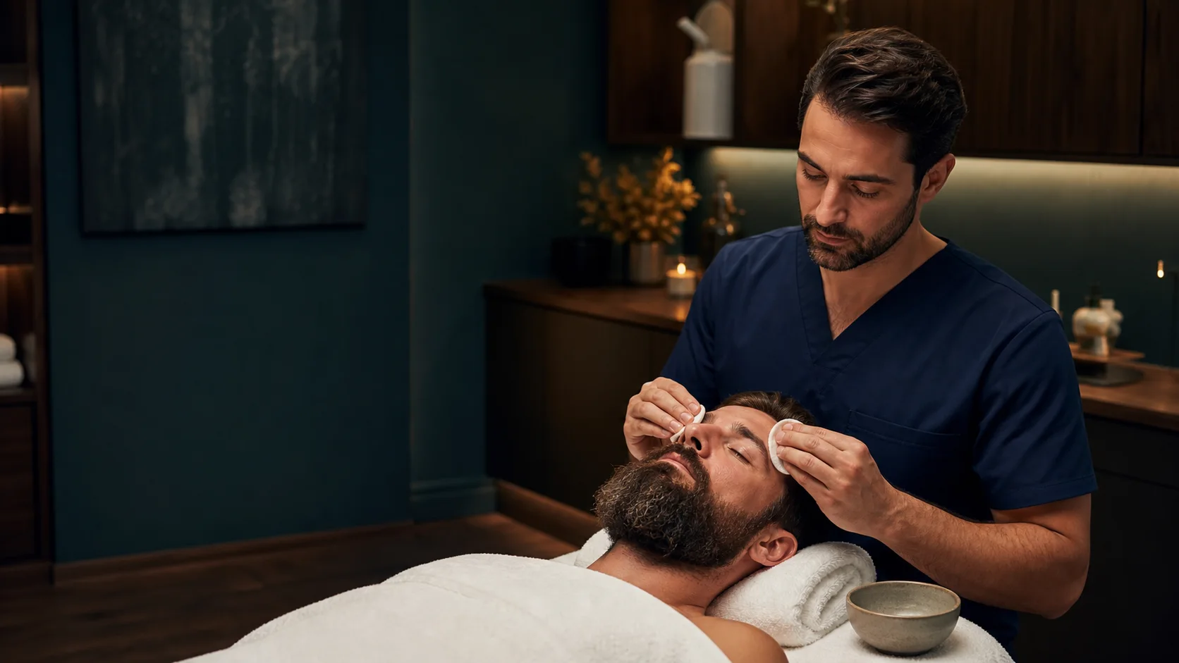 Esteticista de THA realizando un cuidado facial personalizado
